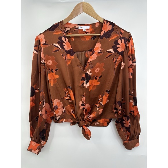 Daniel Rainn Tops - DR2 Daniel Rainn Ladies Size XL Orange  Floral Button Up Tie Front Blouse Classy